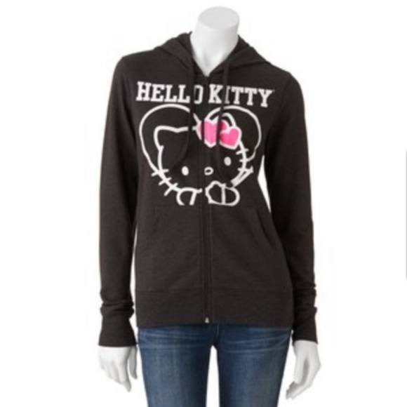 Sanrio Tops - Cute Hello Kitty Animal Print Grey Hoodie Sz M